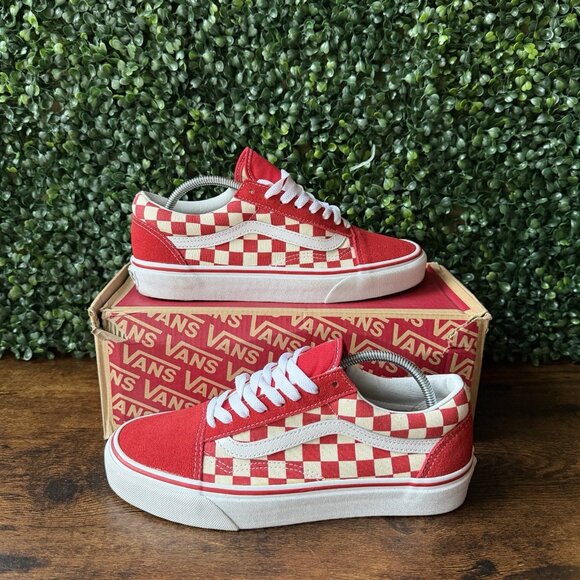 Vans Old Skool Checkerboard Women Size 8.5 Red White Athletic Shoes Sneakers - Picture 9 of 9